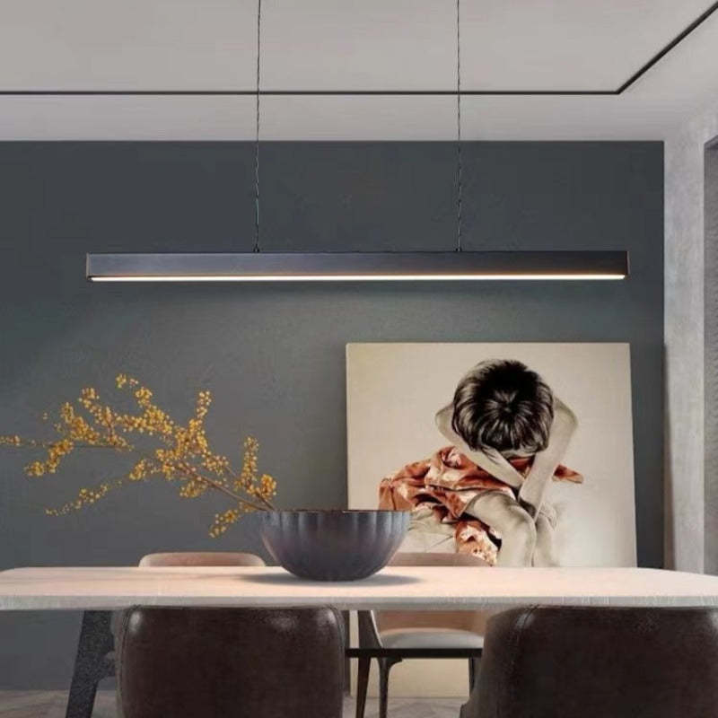 Novare | Modern Linear Metal LED Pendant Light in Black and Brown