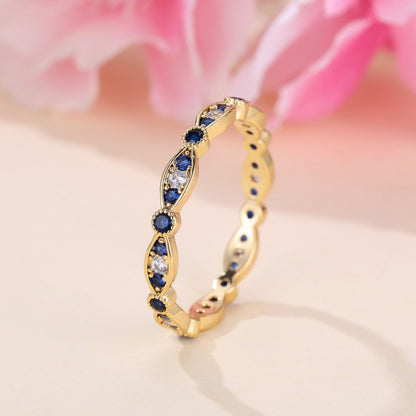 Bague Élégante Femme - Diamant Blanc et Saphir Bleu Luxe Euroselle