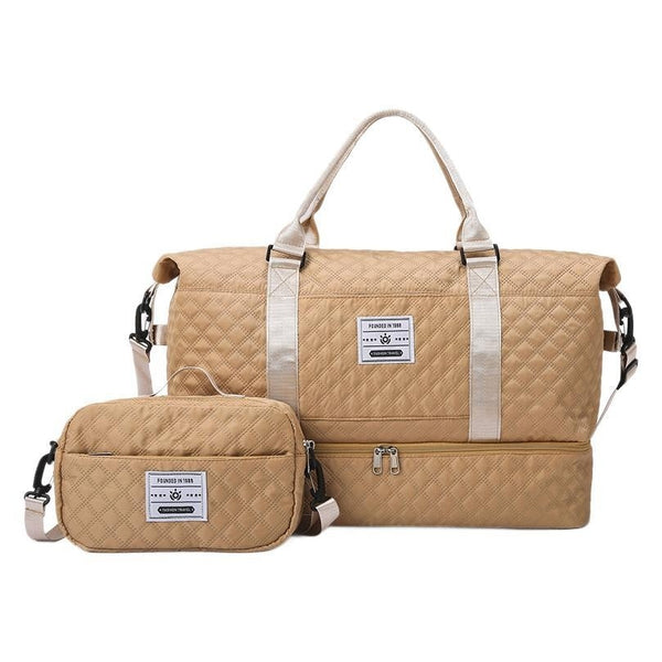 Grand Sac De Voyage Matelassé À Bandoulière Avec Poignée Brodée