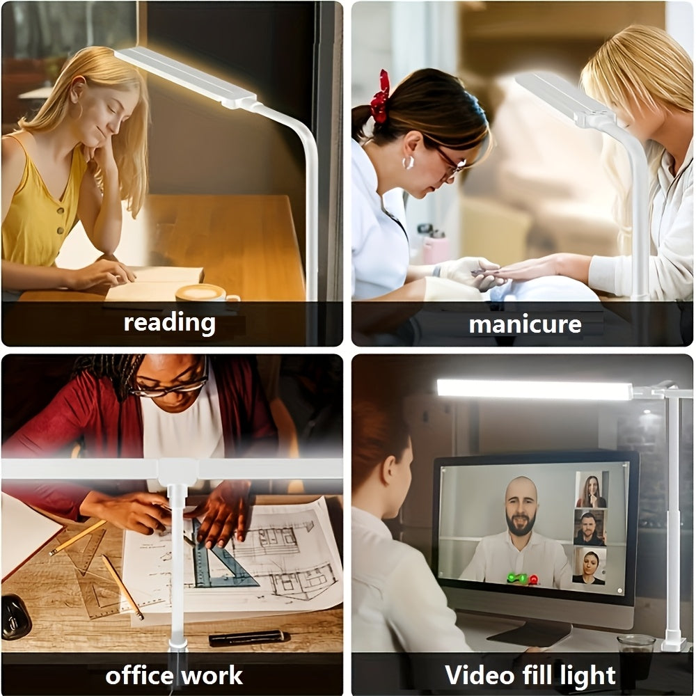 Modern USB Powered Dual-Head LED Table Lamp with Flexible Gooseneck - Euroselle