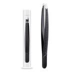 High-Precision Black Angled Eyebrow Tweezers - Euroselle