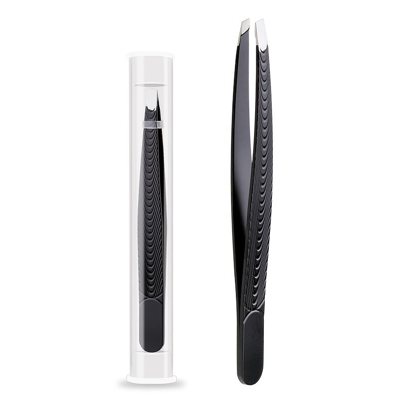 High-Precision Black Angled Eyebrow Tweezers - Euroselle