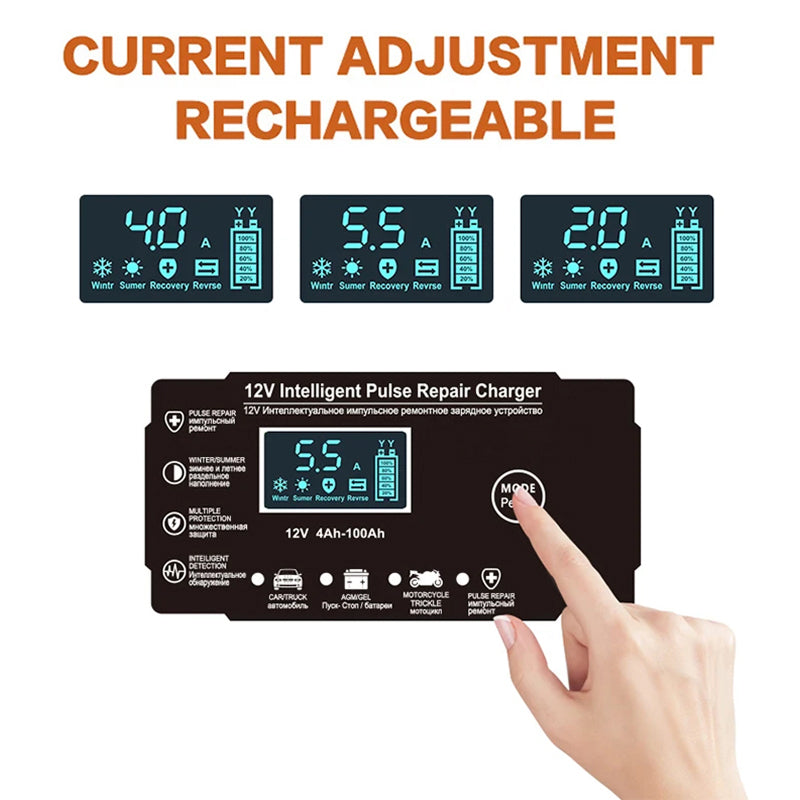 12V 6A intelligentes Batterieerhaltungsgerät — Impulsreparatur, automatische Abschaltung