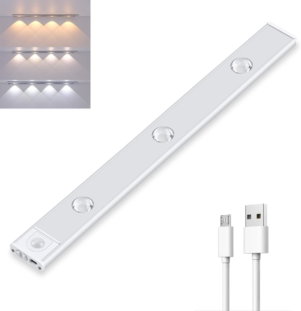 USB-ről újratölthető, mozgásérzékelős, pult alá szerelhető fénycsík