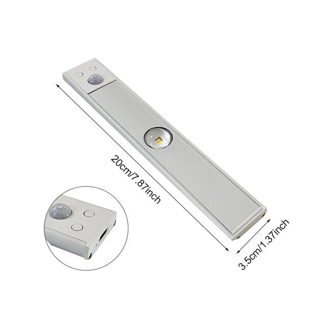 USB-ről újratölthető, mozgásérzékelős, pult alá szerelhető fénycsík