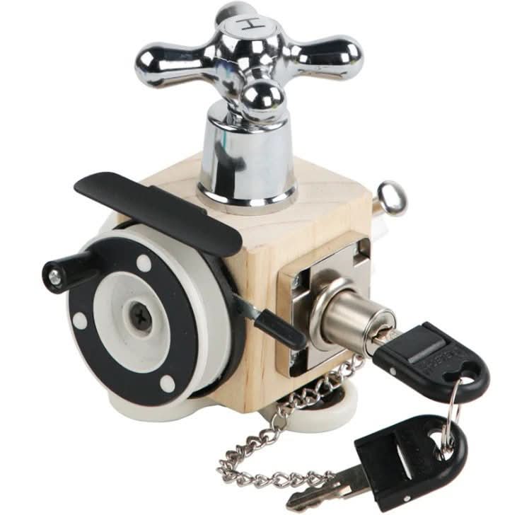 Cubo de Aprendizagem Portátil PlayCube — Cinco Painéis Interativos, Relógio e Ábaco