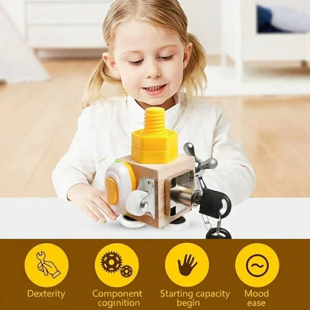 Cubo de Aprendizagem Portátil PlayCube — Cinco Painéis Interativos, Relógio e Ábaco