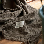 Lightweight 4-Layer Cotton Gauze Blanket with Elegant Fringe - Euroselle