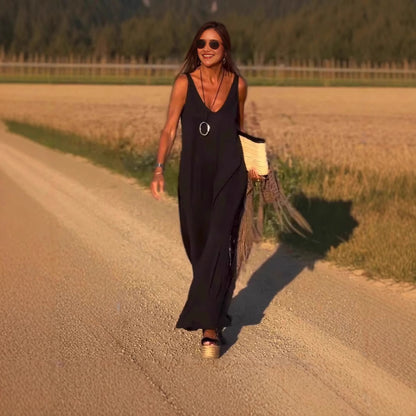 Robe sexy à bretelles et col en V pour femme