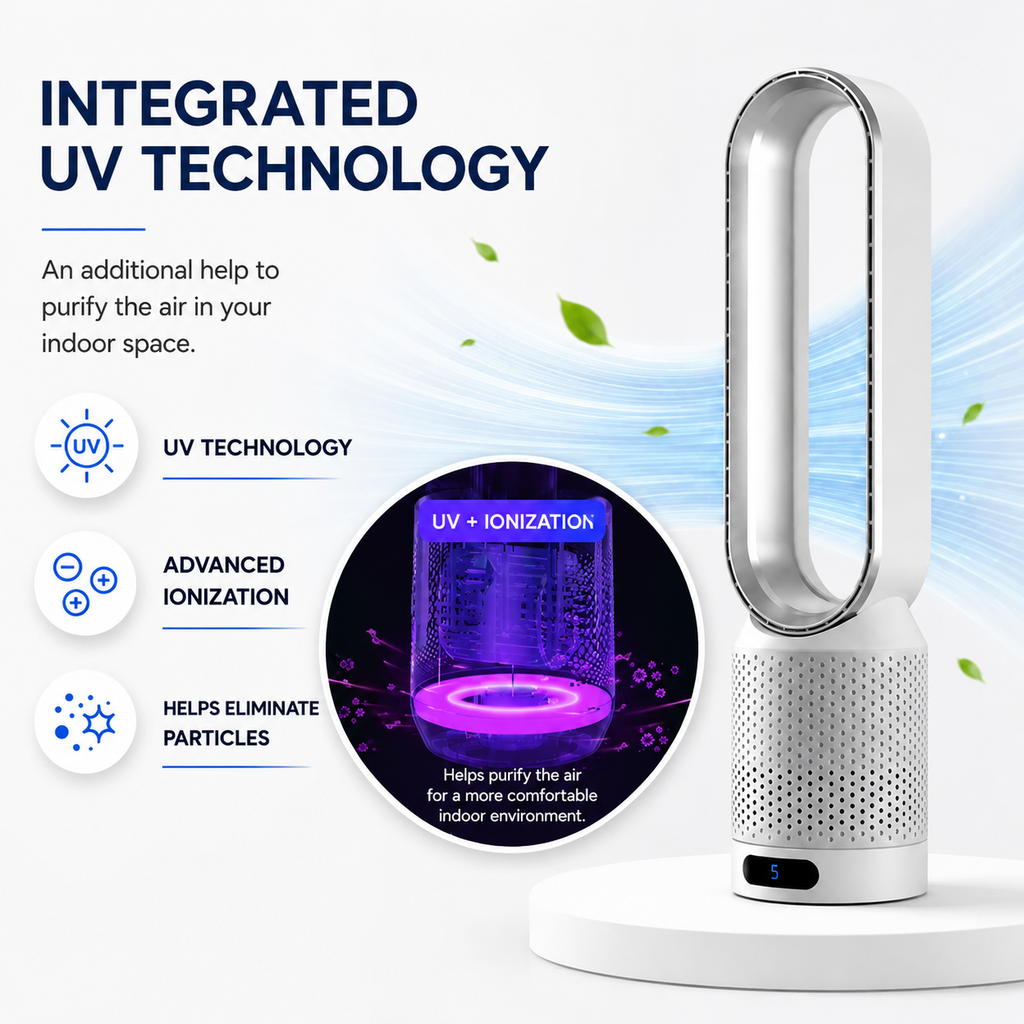 Enfriador de aire y purificador UV tres en uno — diseño compacto