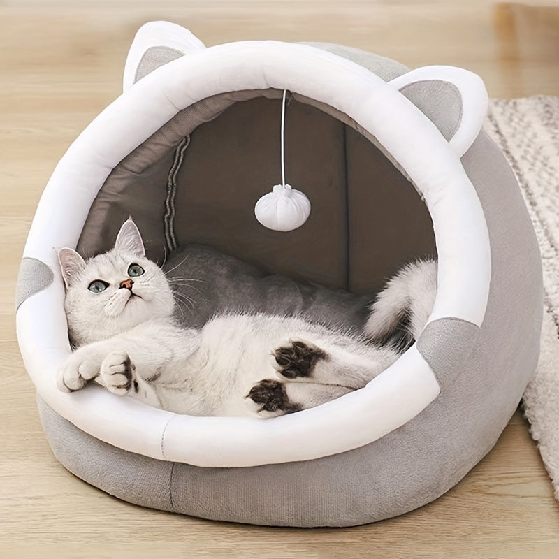 Soft Cozy Cat Cave Bed Cute Plush Hideout for Cats - Euroselle