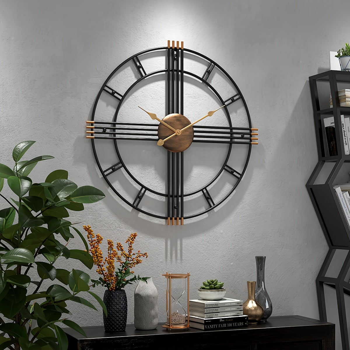 Modern Minimalist Cross Wall Clock with Structured Geometric Frame and Silent Motion - Euroselle