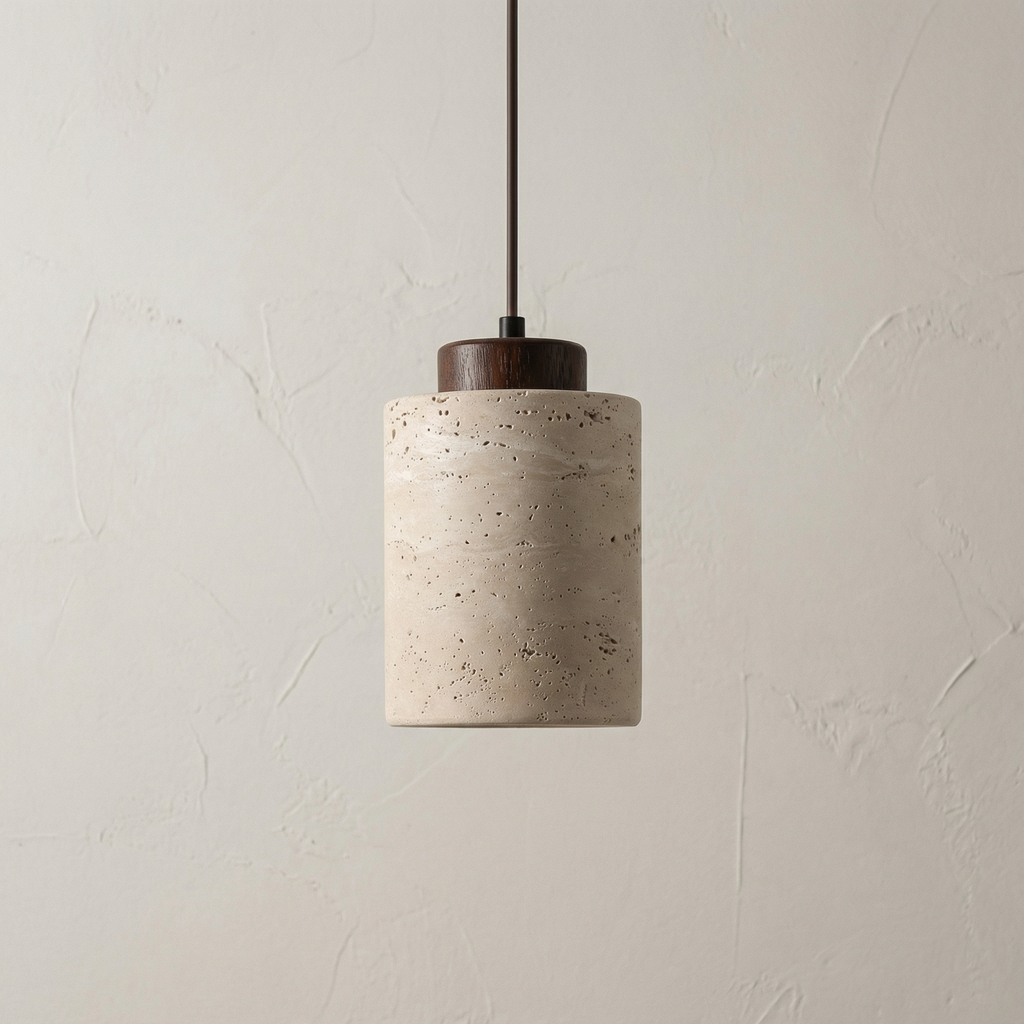 Texturerad taklampa i sten — naturlig ådring, modern minimalistisk stil