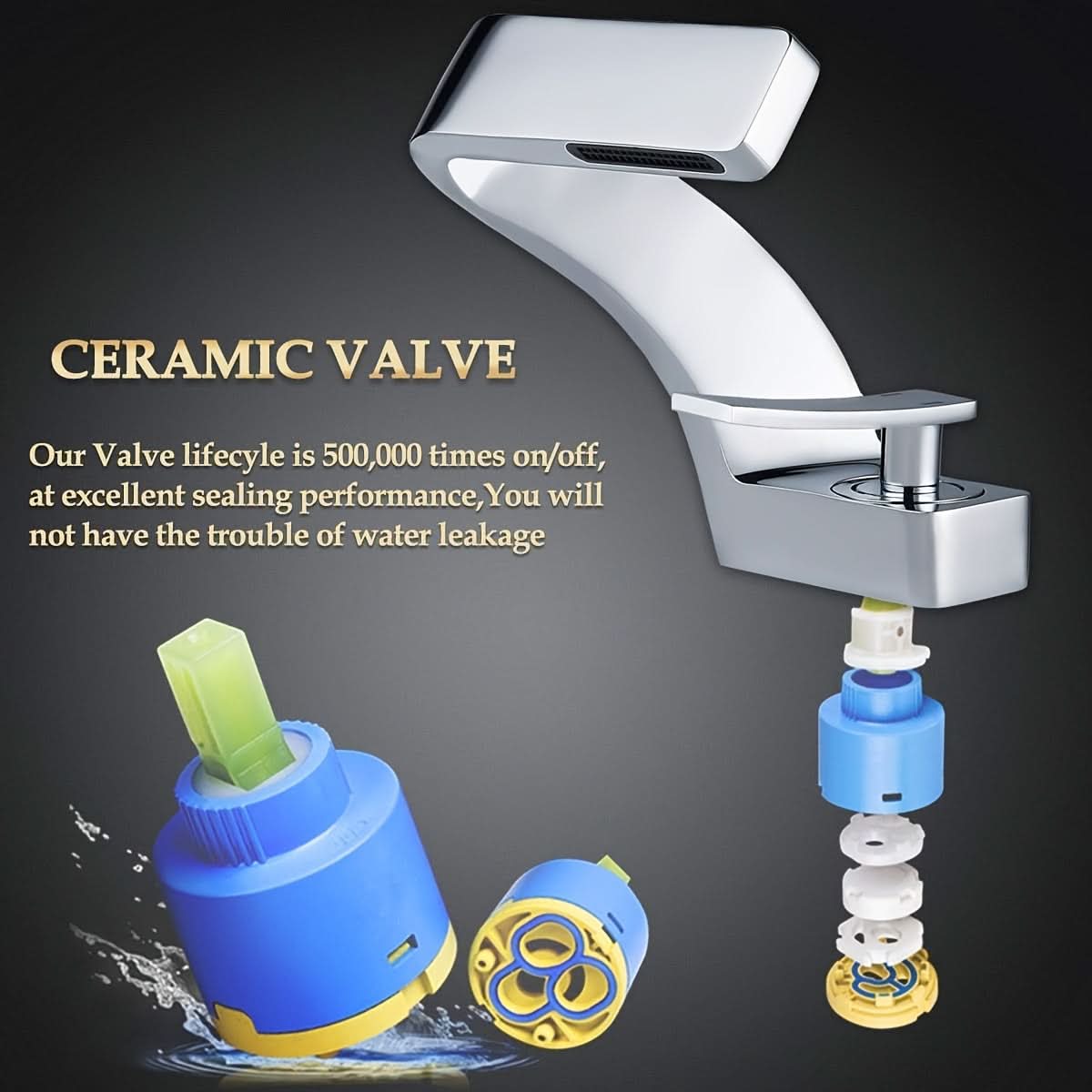 Robinet de lavabo cascade en acier inoxydable 304 — Mitigeur monotrou