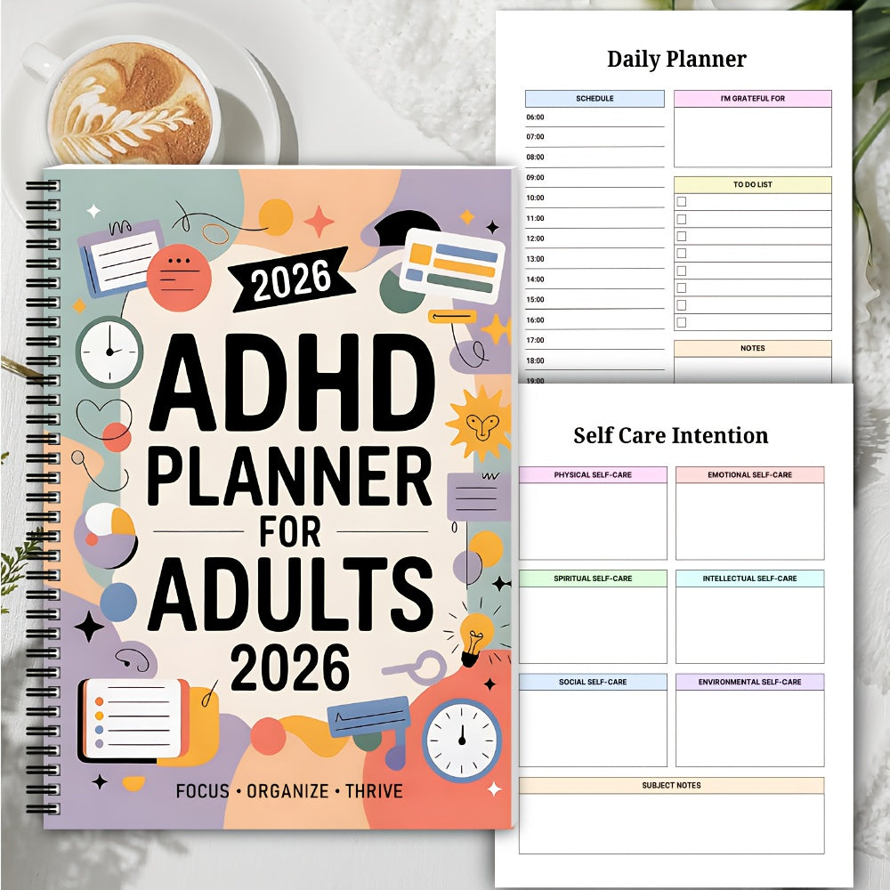 FOCUSVAULT – 2026 Eksklusiv ADHD Voksenplanlægger Struktureret Daglig og Ugentlig Produktivitetsjournal - Euroselle