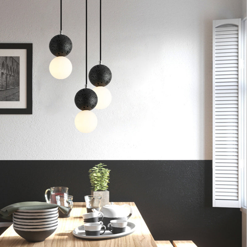 LumaNova Modern Bulbs Small LED Pendant Lamps Black White Glass Dining Table