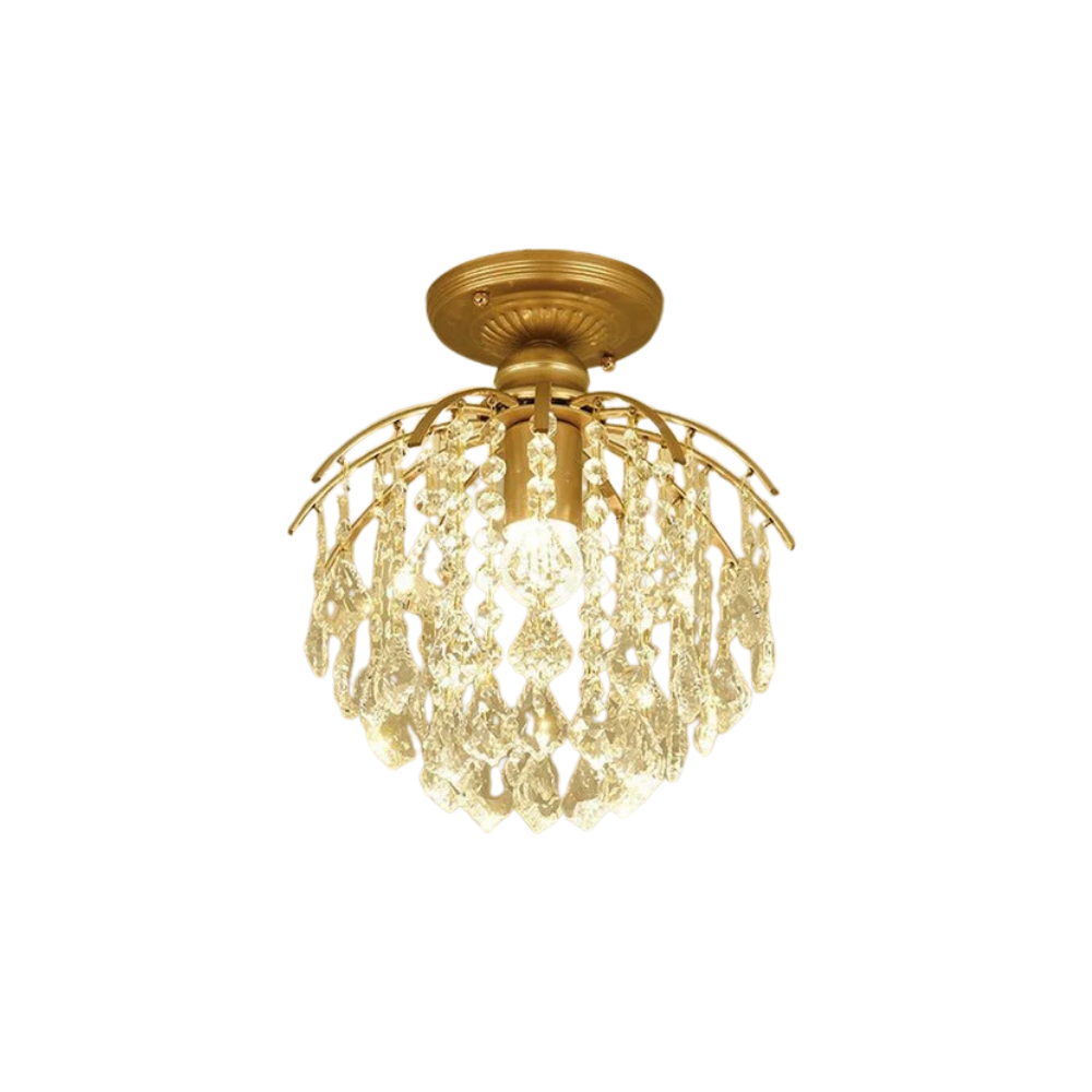 Dimmable Faceted Crystal Ceiling Light — Flush Mount or Pendant