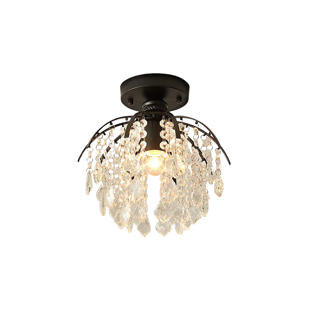 Dimmable Faceted Crystal Ceiling Light — Flush Mount or Pendant