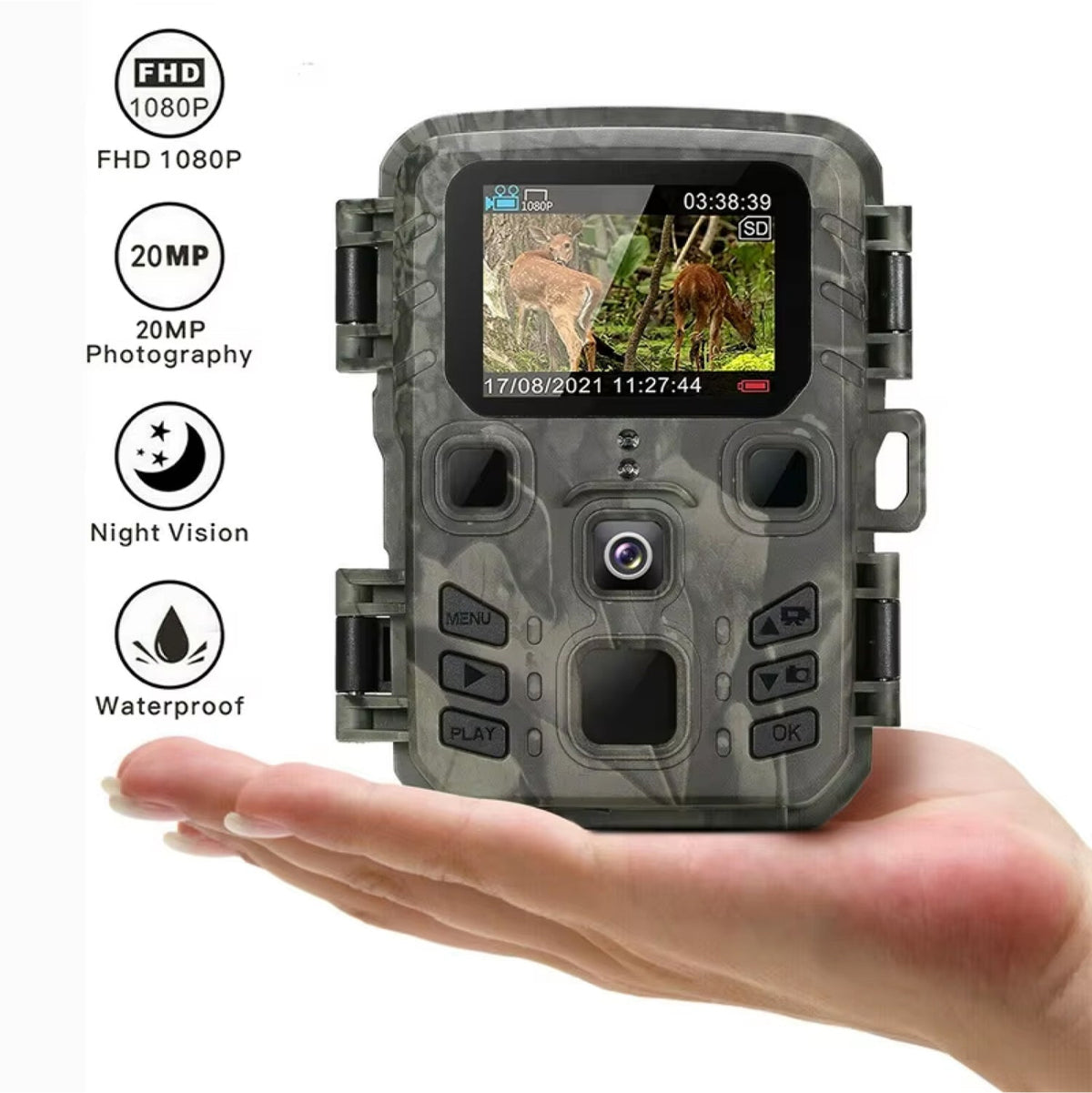 20 MP-es HD Wi-Fi-vadkamera – éjjellátás, mozgásérzékelő, IP65 vízállóság