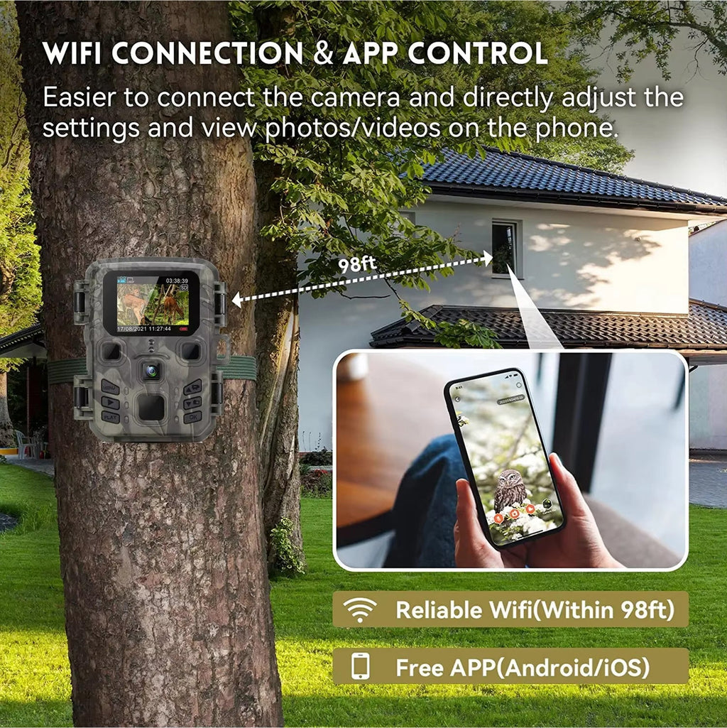 20 MP-es HD Wi-Fi-vadkamera – éjjellátás, mozgásérzékelő, IP65 vízállóság