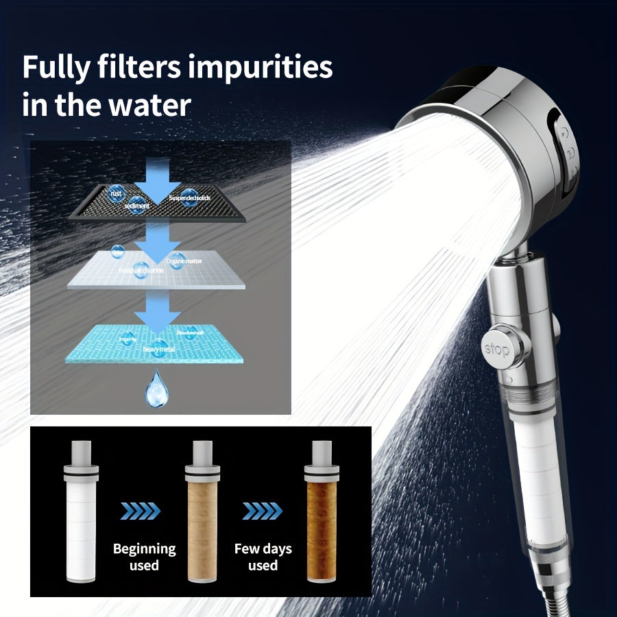 Adjustable High-Pressure Shower Head with Three Water Flow Settings - Euroselle