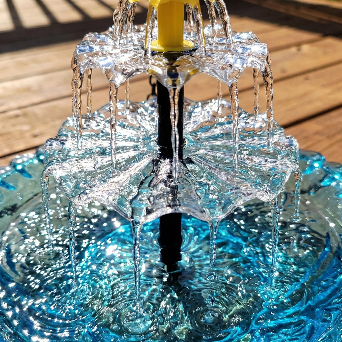 Solar Hanging Bird Bath Fountain — Two-Tier Cordless Water Feature