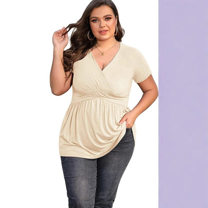 T-shirt col V grande taille pour femme