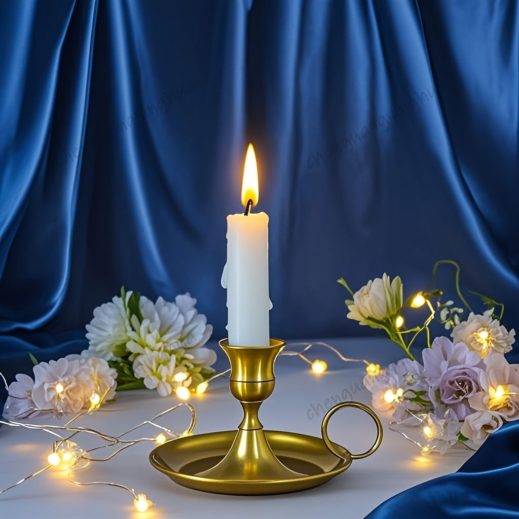 Eleganter goldener Metall-Kerzenständer - Euroselle