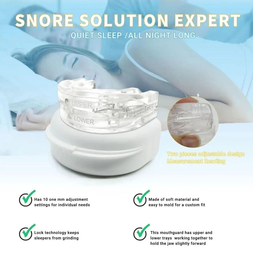 Dispositivo orale antirussamento NexSleep Guard — Design con avanzamento della mandibola inferiore, meccanismo per mantenere libere le vie aeree