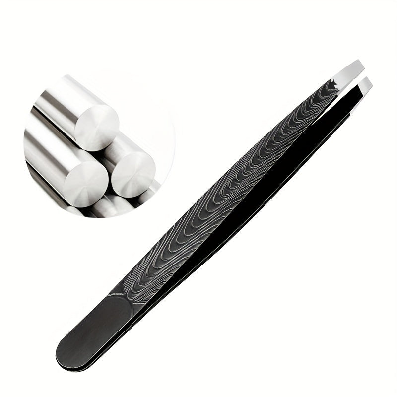 High-Precision Black Angled Eyebrow Tweezers - Euroselle
