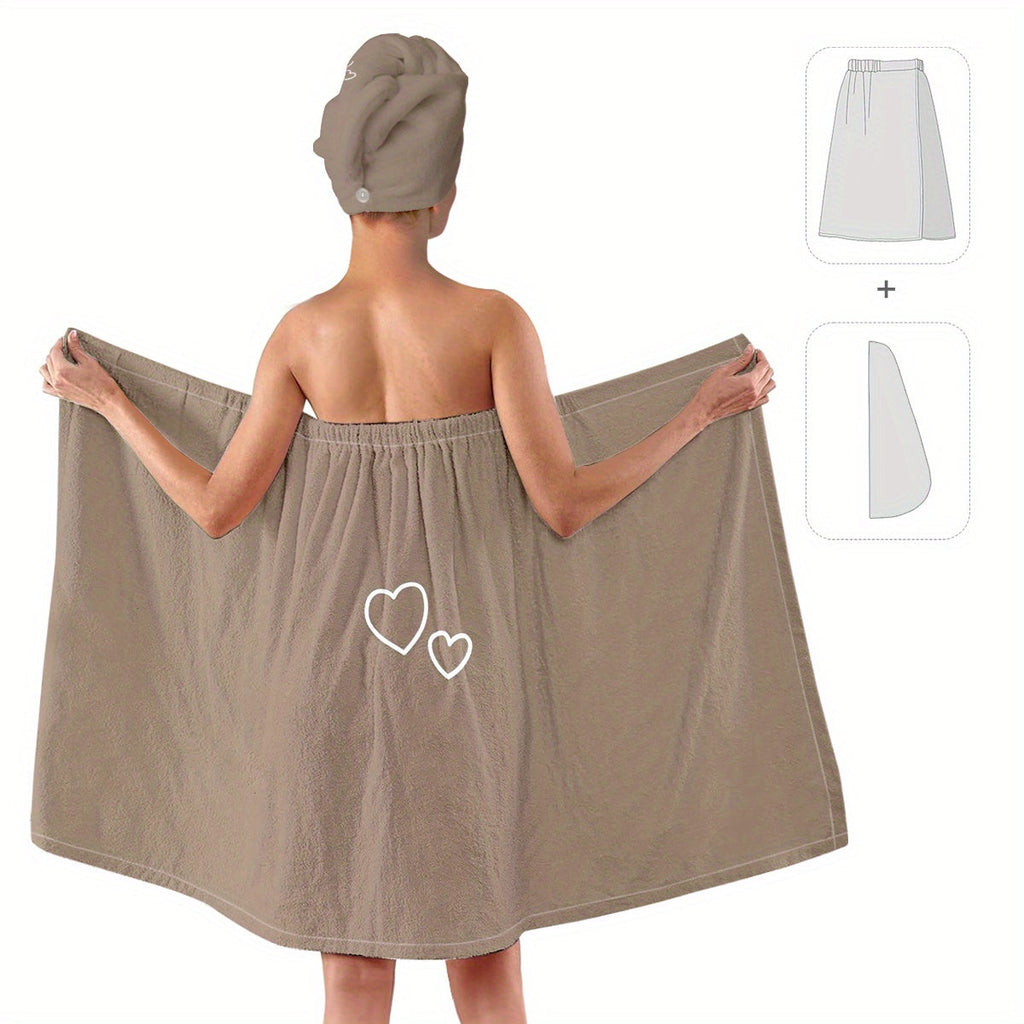 Minimalist Solid Bathrobe and Towel Set Lightweight Quick-Dry Easy Bath Wrap Essentials - Euroselle