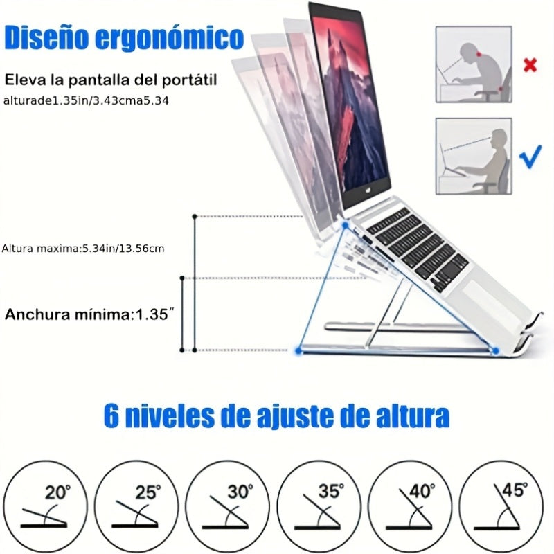 Adjustable Aluminum Laptop Stand Foldable Desk Accessory - Euroselle