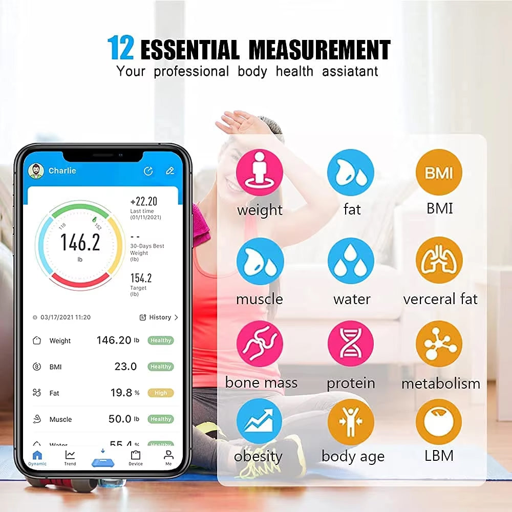 Intelligente Bluetooth-Körperanalysewaage — Über 13 Messwerte, App-Synchronisierung
