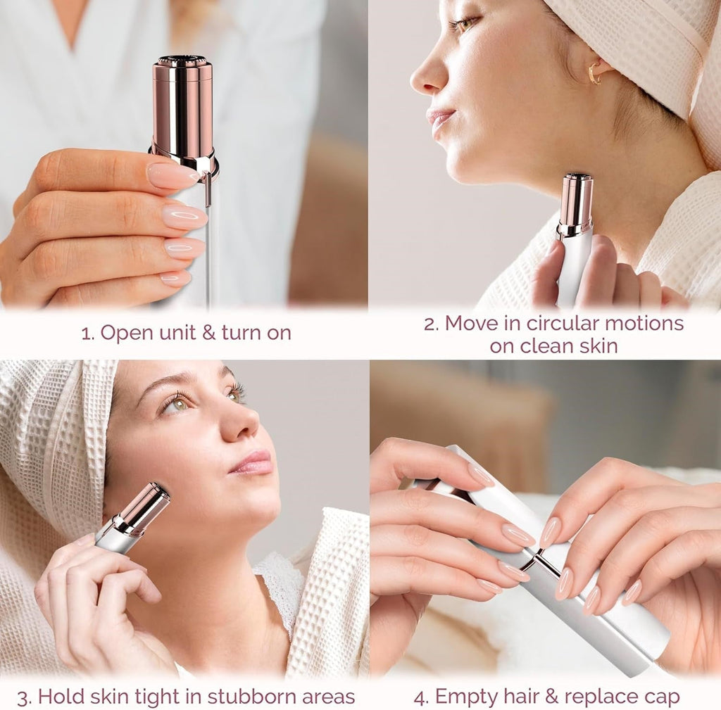 Portable Women's Facial Trimmer — Painless Eyebrow & Peach Fuzz Tool