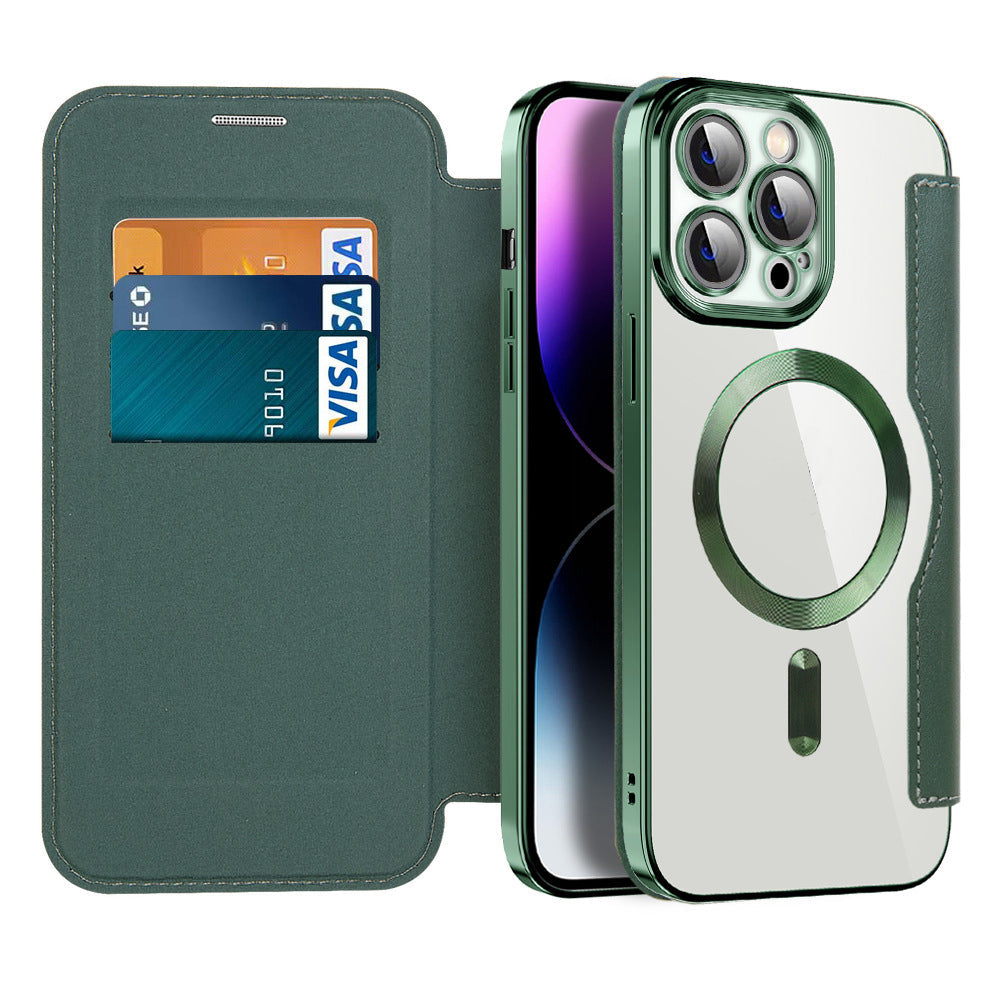 Capa Magnética de Couro Euroselle com Tampa para iPhone Séries 11-14