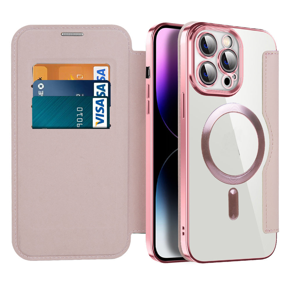 Capa Magnética de Couro Euroselle com Tampa para iPhone Séries 11-14
