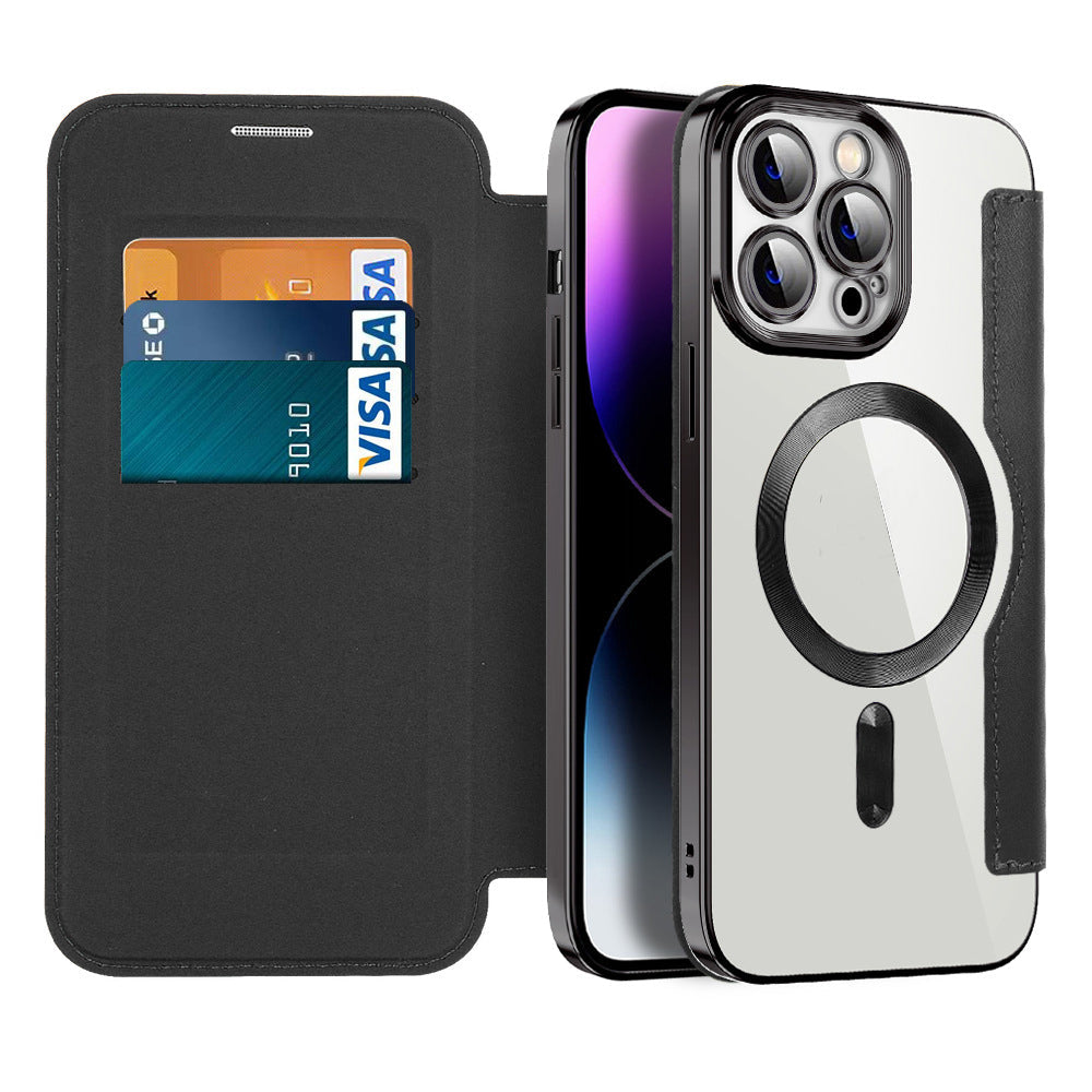 Capa Magnética de Couro Euroselle com Tampa para iPhone Séries 11-14