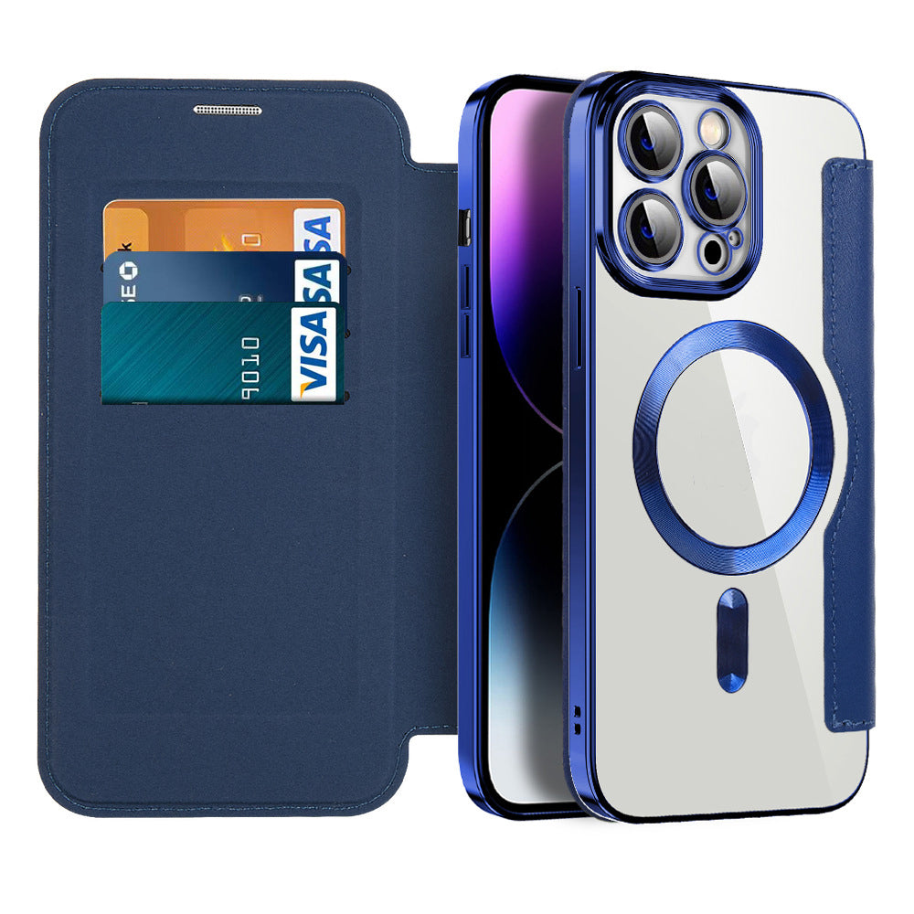 Capa Magnética de Couro Euroselle com Tampa para iPhone Séries 11-14