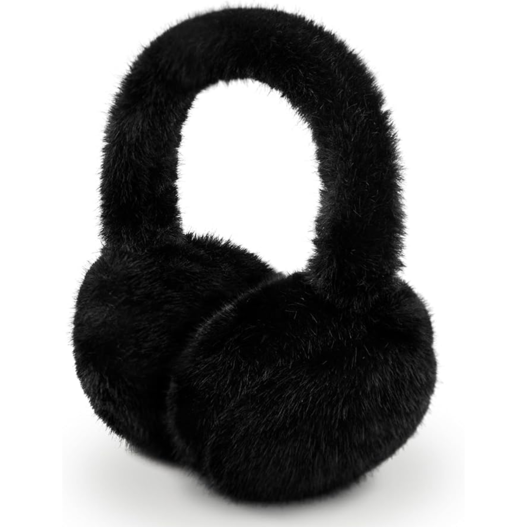 Foldable Winter Earmuffs — Plush Synthetic Fur, Adjustable Fit