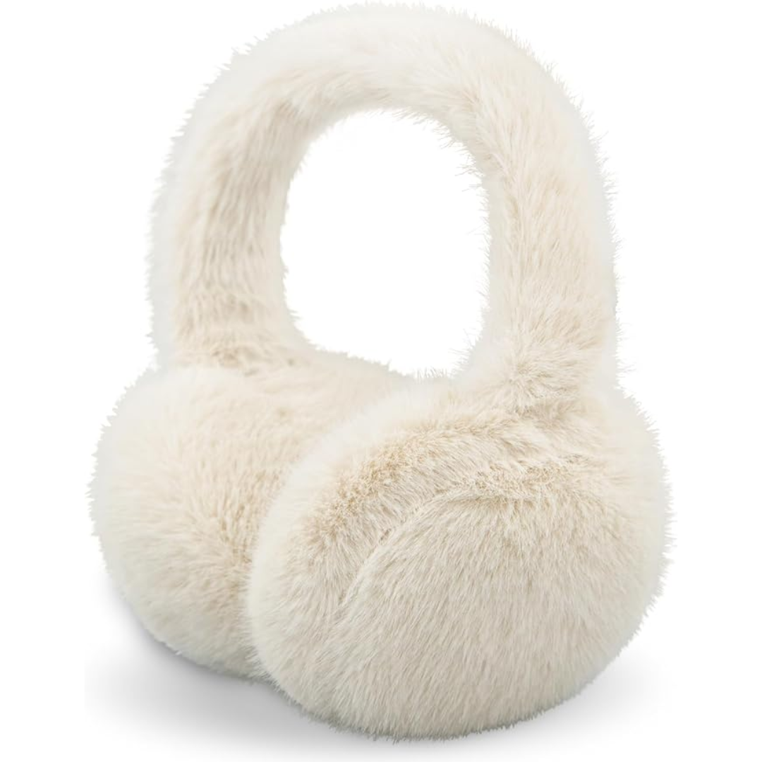 Foldable Winter Earmuffs — Plush Synthetic Fur, Adjustable Fit