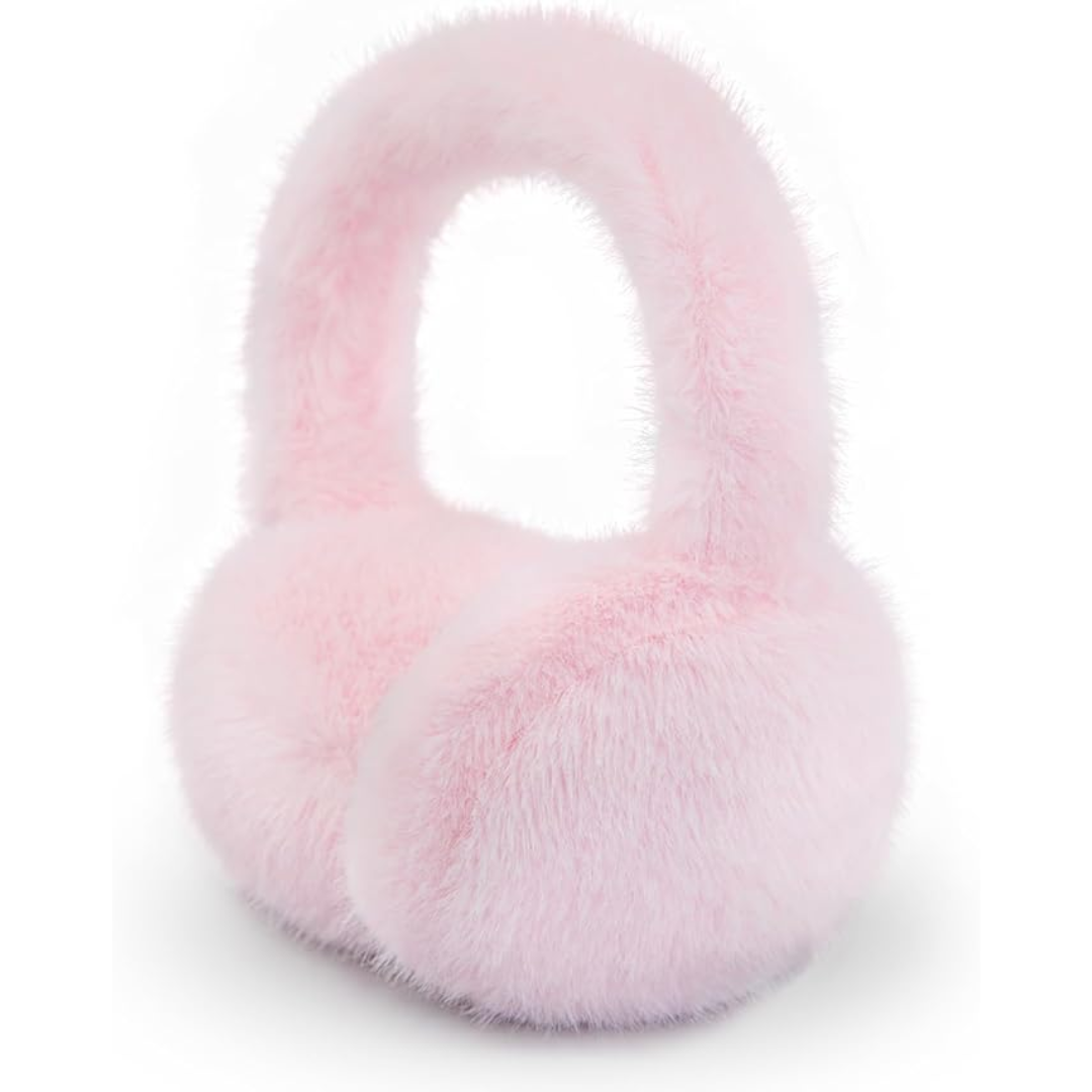 Foldable Winter Earmuffs — Plush Synthetic Fur, Adjustable Fit