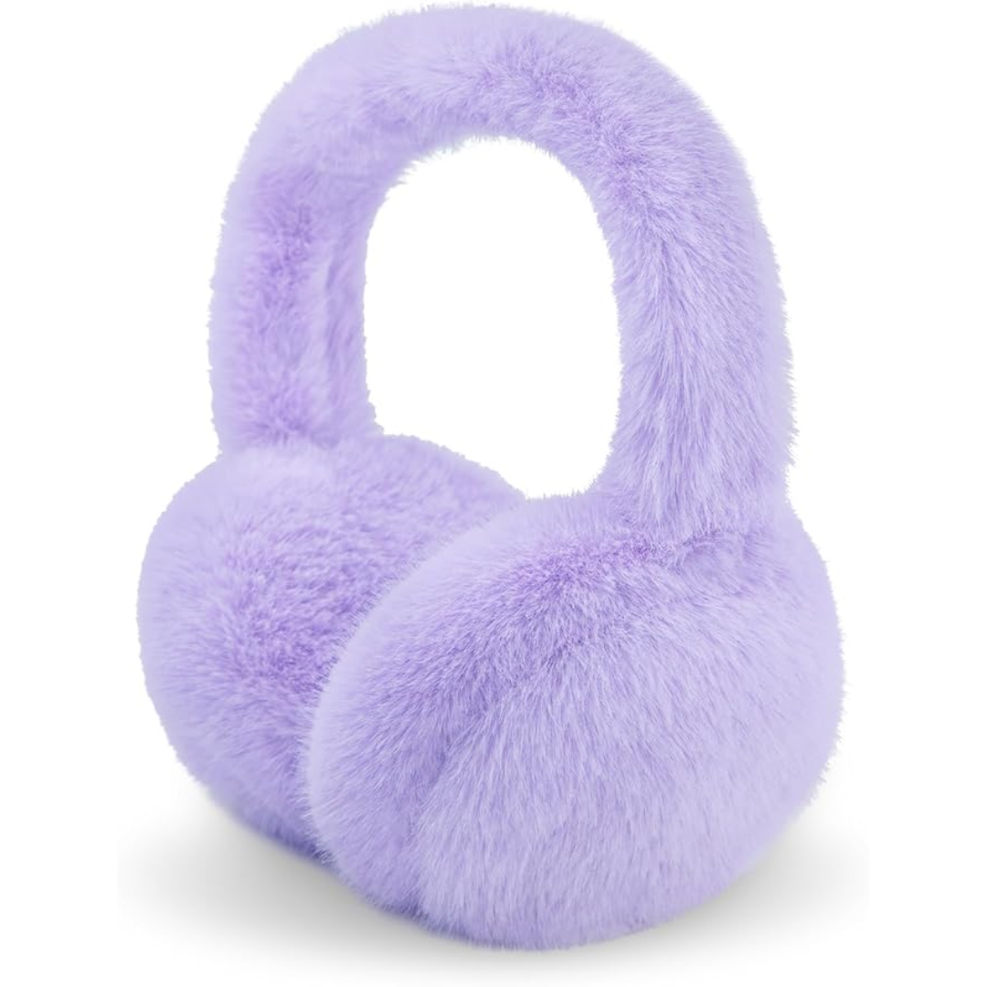 Foldable Winter Earmuffs — Plush Synthetic Fur, Adjustable Fit
