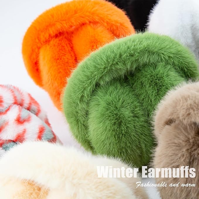 Foldable Winter Earmuffs — Plush Synthetic Fur, Adjustable Fit