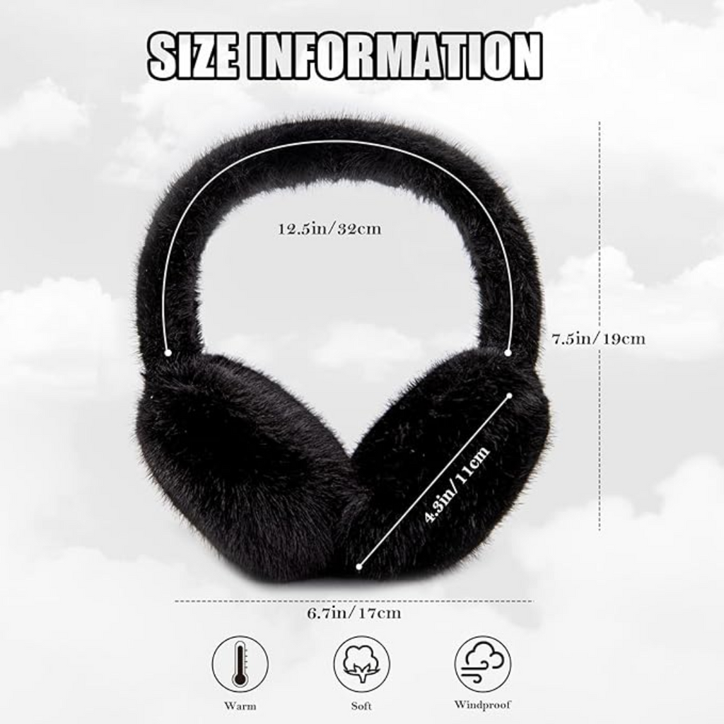 Foldable Winter Earmuffs — Plush Synthetic Fur, Adjustable Fit