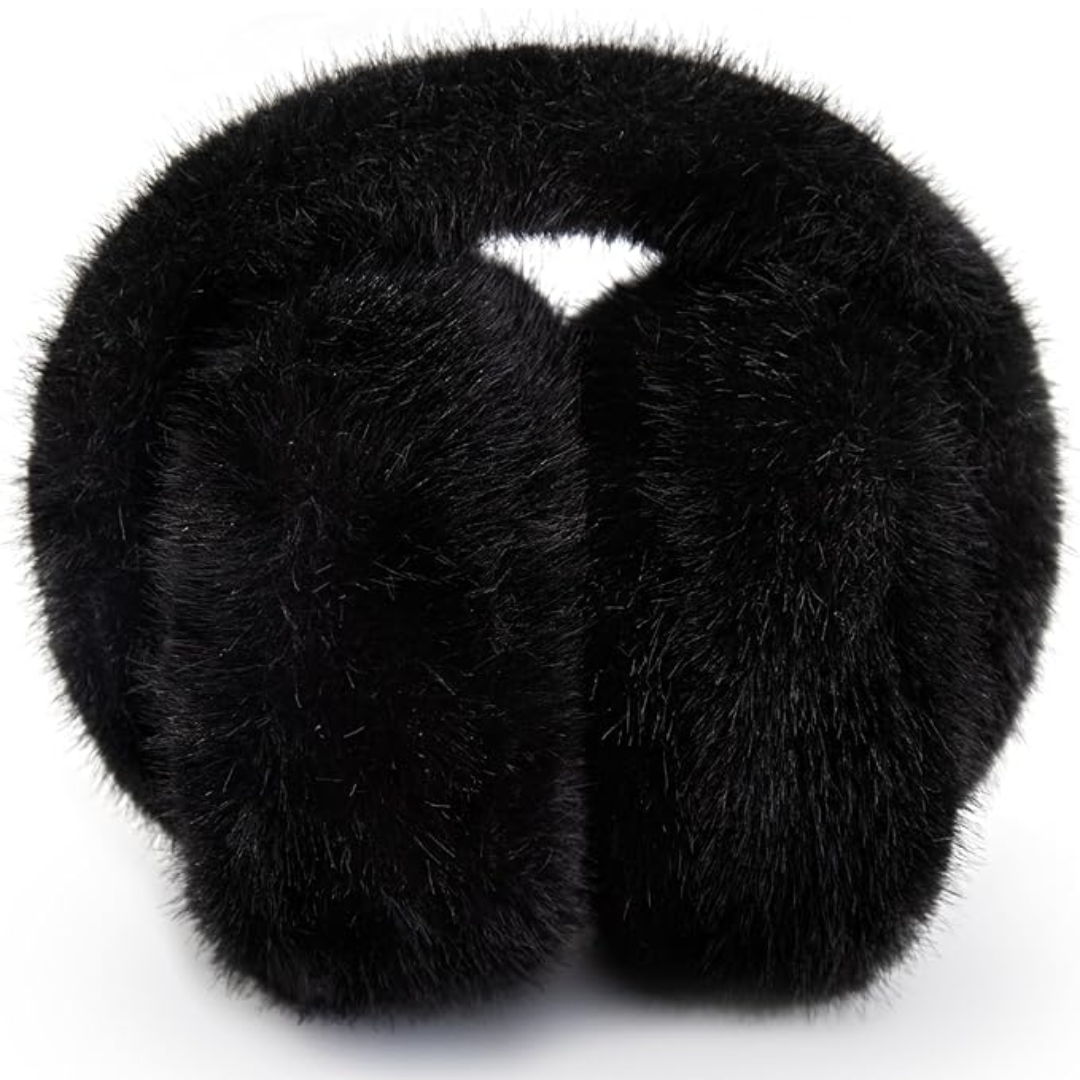 Foldable Winter Earmuffs — Plush Synthetic Fur, Adjustable Fit