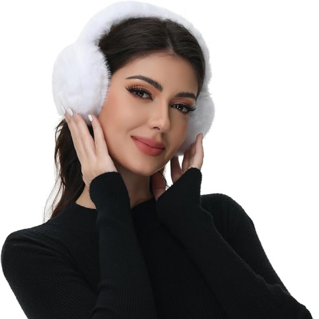 Foldable Winter Earmuffs — Plush Synthetic Fur, Adjustable Fit