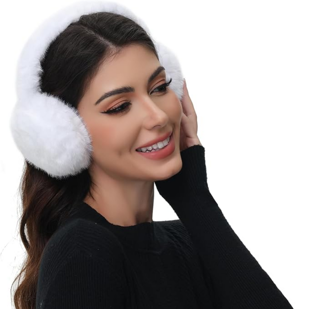 Foldable Winter Earmuffs — Plush Synthetic Fur, Adjustable Fit