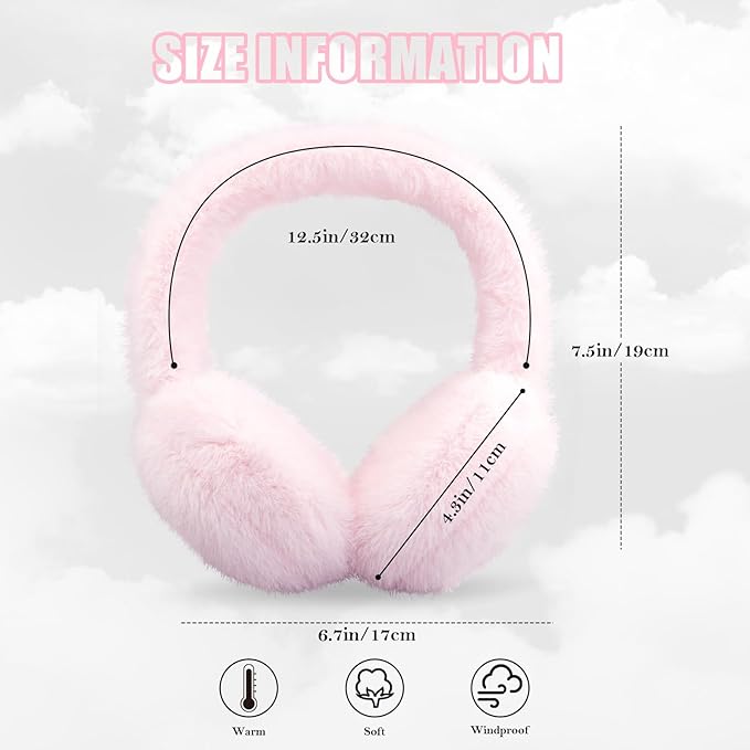 Foldable Winter Earmuffs — Plush Synthetic Fur, Adjustable Fit