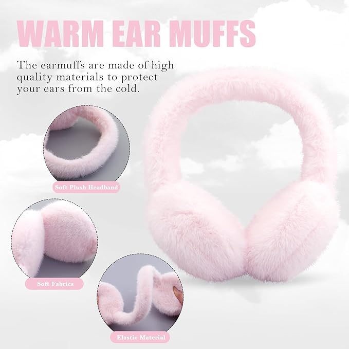 Foldable Winter Earmuffs — Plush Synthetic Fur, Adjustable Fit