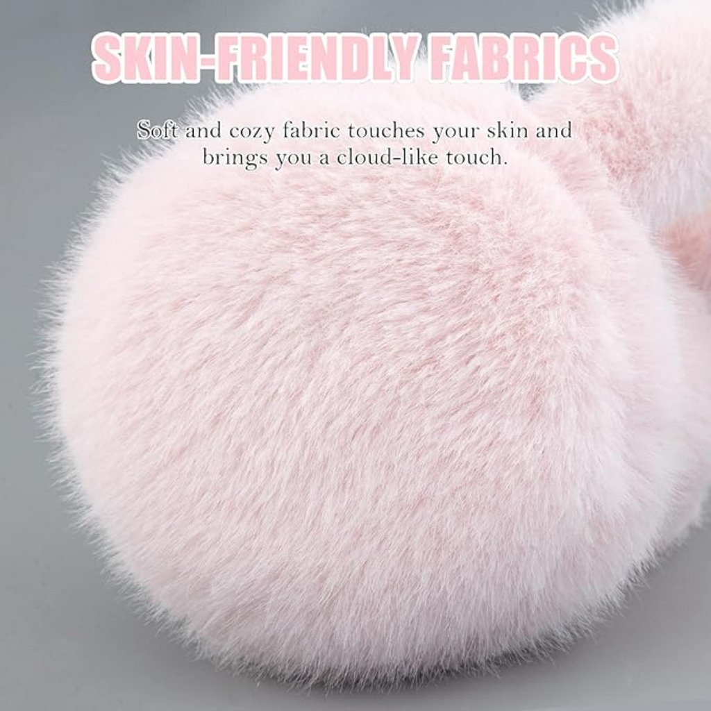 Foldable Winter Earmuffs — Plush Synthetic Fur, Adjustable Fit